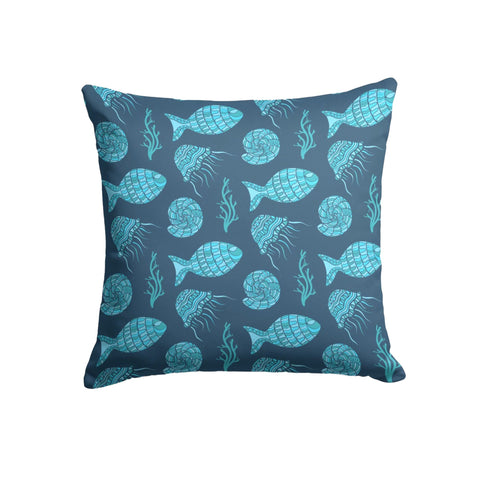 Nautical Pillow Case|Fish Coral Print Coastal Throw Pillow Cover|Seahorse, Seashell Cushion Cover|Navy Marine Pillowcase|Beach House Decor