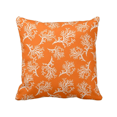 Nautical Pillow Case|Coral and Starfish Coastal Throw Pillow Cover|Seaside Pillowtop|Porch Cushion Cover|Marine Pillowcase|Beach House Decor