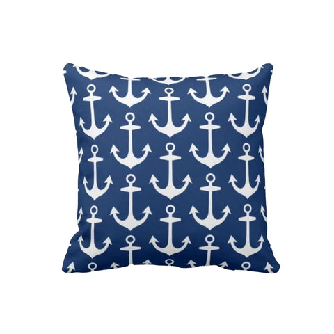 Nautical Pillow Case|Anchor Cushion Cover|Wheel Cushion Cover|Navy Marine Pillowcase|Beach House Decor|I Love Sea Coastal Throw Pillowtop