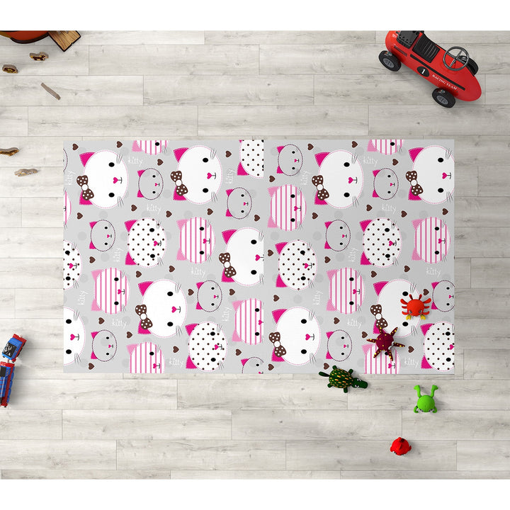 Cat Kids Room Carpet|Love Kitty Print Rug|Non-Slip Carpet|Housewarming Nursery Carpet|Cat Print Carpet|Children's Cute Animal Anti-Slip Rug