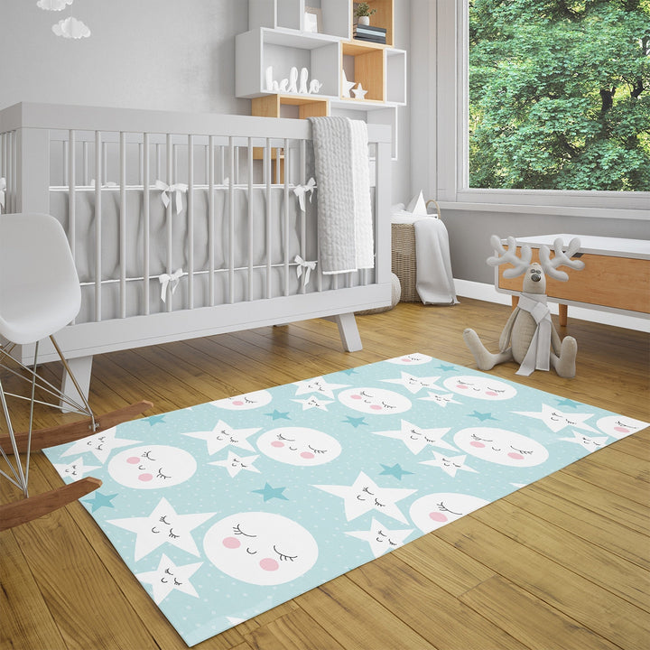 Kids Room Carpet|Grandpa Moon Rug|Cloud Non-Slip Rug|Star Print Nursery Carpet|Sweat Dreams Carpet|Children's Decorative Anti-Slip Rug