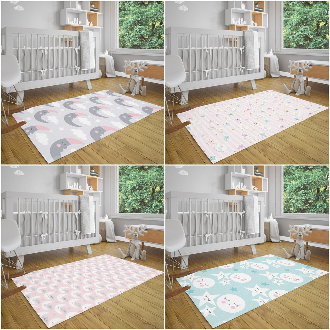 Kids Room Carpet|Grandpa Moon Rug|Cloud Non-Slip Rug|Star Print Nursery Carpet|Sweat Dreams Carpet|Children's Decorative Anti-Slip Rug
