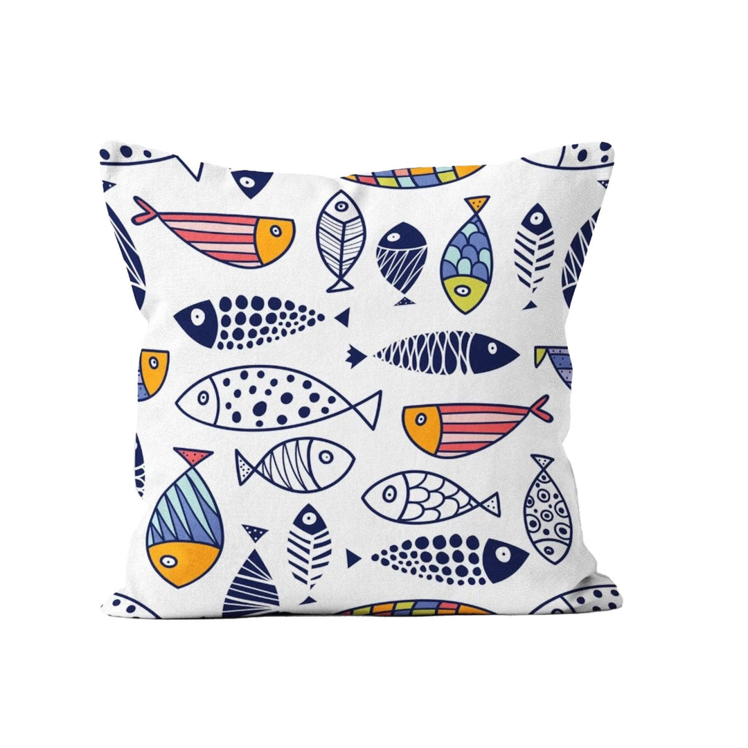 Fish Print Pillowtop|Nautical Summer Cushion Cover|Colorful Fish Decor|Beach House Pillow|Abstract Coastal Throw Pillow|Marine Pillowcase