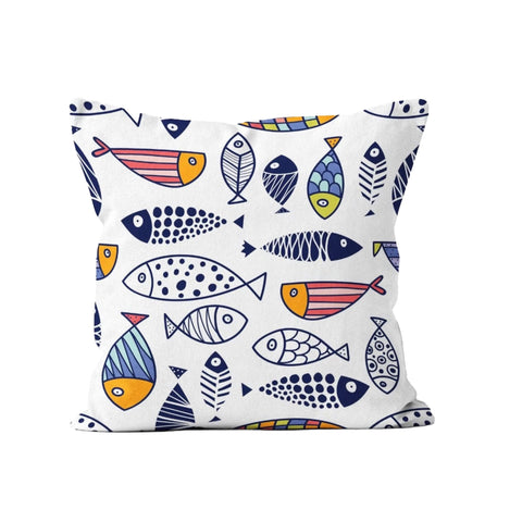 Fish Print Pillowtop|Nautical Summer Cushion Cover|Colorful Fish Decor|Beach House Pillow|Abstract Coastal Throw Pillow|Marine Pillowcase