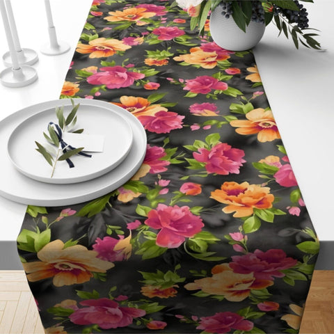 Floral Tablecloth|Butterfly Runner|Farmhouse Style Bee Print Tabletop|Decorative Stylish Tablecloth|Summer Table Runner|Floral Table Decor