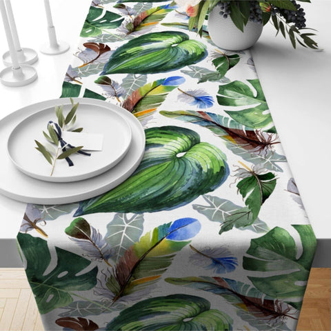 Tropical Tabletop|Leaf Tablecloth|Plant Home Decor|Tropical Tablecloth|Farmhouse Runner|Housewarming Tabletop|Decorative Check Table Runner