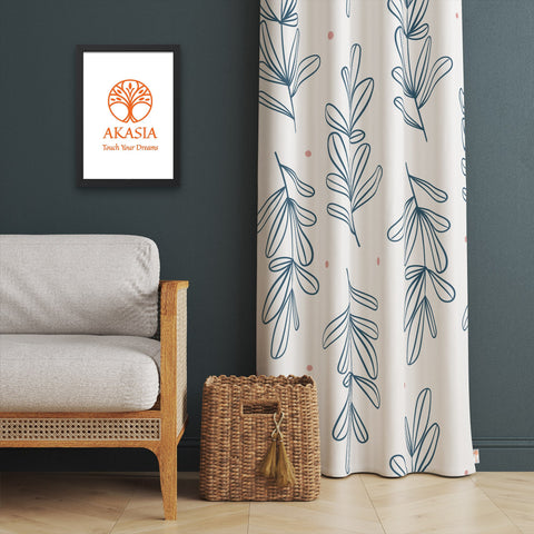 Onedraw Leaf Curtain|Thermal Insulated Window Treatment|Floral Home Decor|Abstract Plant Print Window Decor|Decorative Living Room Curtain