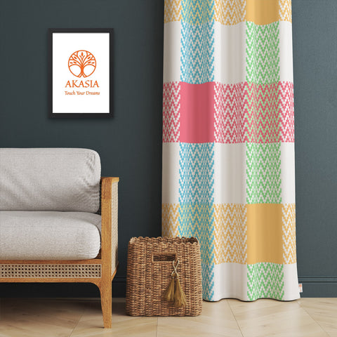 Plaid Design Curtain|Heart Print Curtain|Geometric Curtain|Love Home Decor|Checkered Living Room Curtain|Thermal Insulated Window Treatment