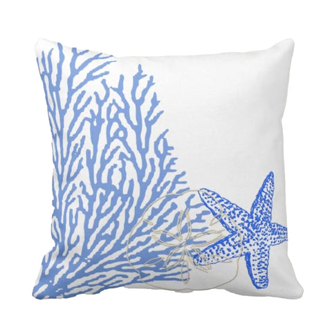 Nautical Pillow Case|Starfish Cushion Cover|Octopus Pillowcase|Coral Print Beach House Decor|Coastal Throw Pillow Cover|Summer Trend Decor