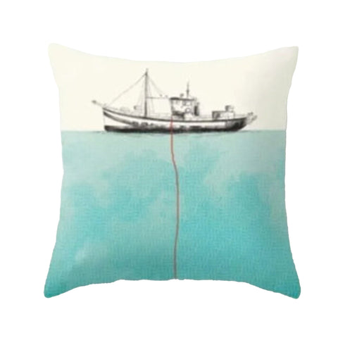 Marine Pillow Case|Turquoise Beach House Decor|Seahorse Cushion Cover|Octopus Pillowcase|Coastal Throw Pillow Cover|Oceanic Home Decor