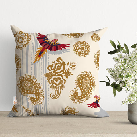 Floral Bird Pillow Cover|Summer Cushion Case|Bird and Flower Pillowtop|Farmhouse Cozy Pillowcase|Outdoor Cushion Case|Sofa Throw Pillow
