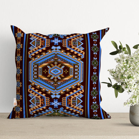 Rug Design Pillow Cover|Southwestern Cushion Case|Decorative Pillowtop|Aztec Print Ethnic Home Decor|Farmhouse Style Geometric Pillowcase