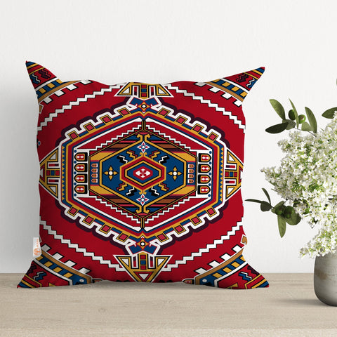 Rug Design Pillow Cover|Southwestern Cushion Case|Decorative Pillowtop|Aztec Print Ethnic Home Decor|Farmhouse Style Geometric Pillowcase