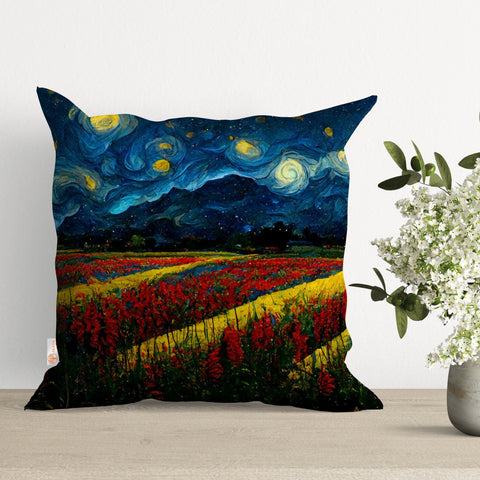 Landscape Pillow Cover|Summer Cushion Case|Starry Night Pillow|Floral Pillowcase|Landscape Pillowcase|Outdoor Sky View Throw Pillowtop