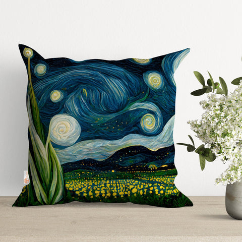 Landscape Pillow Cover|Summer Cushion Case|Starry Night Pillow|Floral Pillowcase|Landscape Pillowcase|Outdoor Sky View Throw Pillowtop