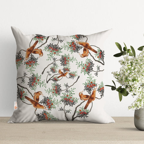 Birds on the Branch Pillowcase|Floral Bird Pillow Cover|Summer Cushion Case|Bird and Flower Pillowtop|Farmhouse Cozy Outdoor Pillowcase