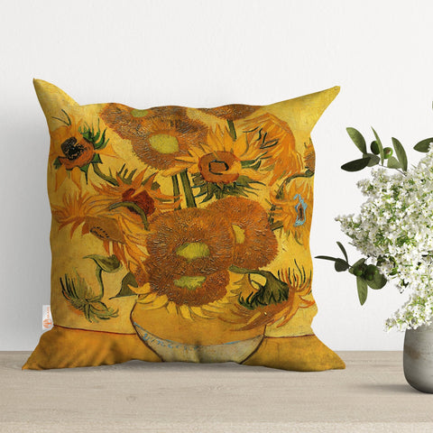 Sunflowers Pillow Cover|Van Gogh Pillow Case|Masterpiece Cushion|Summer Pillowcase|Floral Pillowtop|Outdoor Cushion Case|Sofa Throw Pillow
