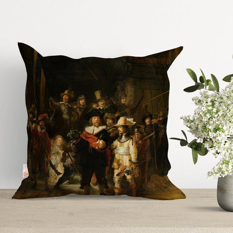 The Night Watch Pillow Cover|Rembrandt Cushion Case|Masterpiece Night Patrol Pillow|Decorative Pillowtop|Outdoor Cushion|Throw Pillowcase