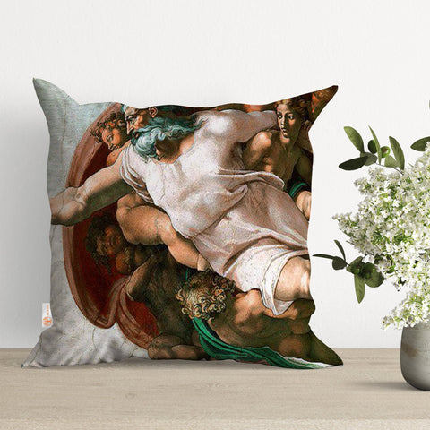 The Creation of Adam by Michelangelo Pillow Cover|Decorative Cushion Case|Masterpiece Pillow Top|Boho Bedding Decor|Outdoor Cushion Case