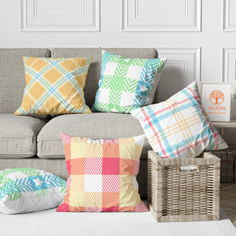 Plaid Pillow Cover|Check Pillowcase|Plaid Cushion Case|Star Pillowtop|Outdoor Cushion Case|Decorative Sofa Throw Pillow|Housewarming Gift