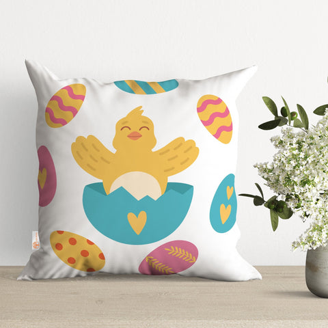 Easter Pillow Cover|Chick Cushion Case|Bunny Pillowtop|Egg Print Pillowcase|Boho Bedding Decor|Spring Throw Pillowcase|Outdoor Cushion Case