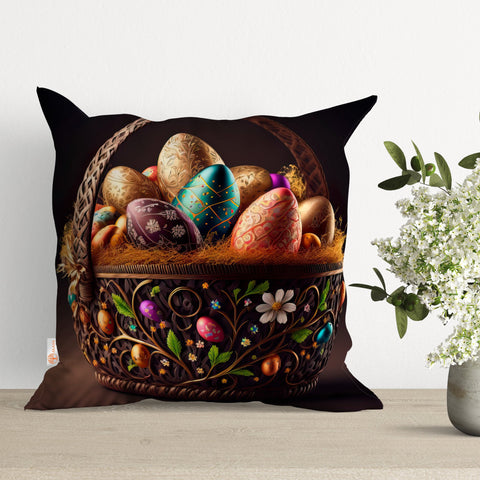 Easter Egg Pillow Cover|Colorful Cushion Case|Egg Print Pillowtop|Spring Pillowcase|Boho Bedding Decor|Throw Pillowcase|Outdoor Cushion Case