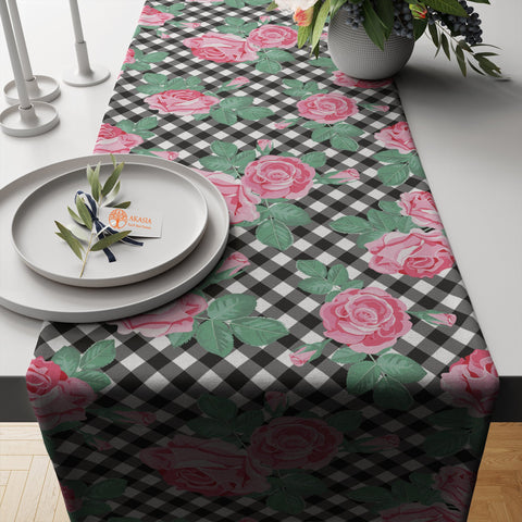 Floral Table Runner|Butterfly Tablecloth|Decorative Tabletop|Rose Home Decor|Farmhouse Kitchen Decor Gift|Housewarming Daisy Table Runner