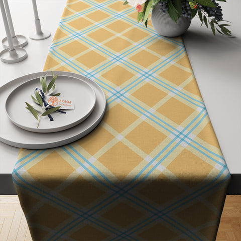 Plaid Table Runner|Geometric Tablecloth|Decorative Tabletop|Check Home Decor|Abstract Kitchen Decor Gift|Housewarming Table Centerpiece