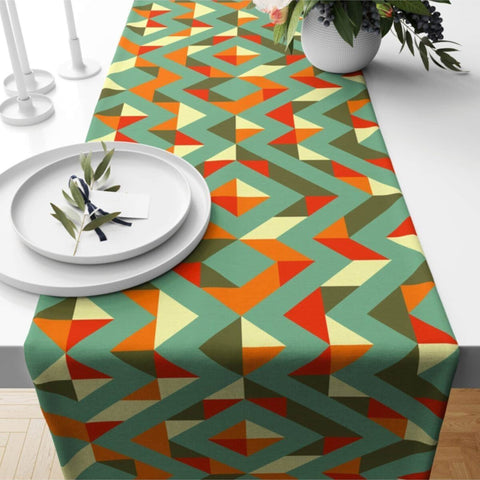Abstract Table Runner|Geometric Tablecloth|Decorative Tabletop|Rustic Home Decor|Farmhouse Kitchen Decor Gift|Housewarming Table Runner