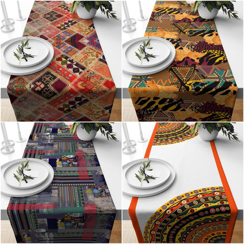 Rug Design Table Runner|Terracotta Southwestern Table Top|Kilim Home Decor|Authentic Rug Tabletop|Farmhouse Style Geometric Tablecloth
