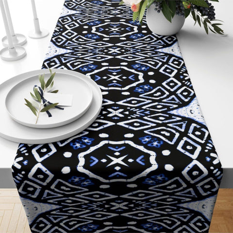 Geometric Table Runner|Abstract Tablecloth|Decorative Tabletop|Ethnic Home Decor|Farmhouse Kitchen Decor Gift|Housewarming Table Runner