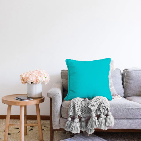 Plain Color Pillow Cover|Green Color Cushion Case|Decorative Pillowtop|Boho Bedding Decor|Blue Pillowcase|Outdoor Cushion Case|Throw Pillow
