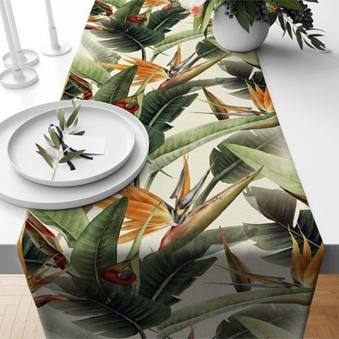 Tropical Tabletop|Leaf Tablecloth|Plant Home Decor|Tropical Tablecloth|Farmhouse Runner|Housewarming Tabletop|Decorative Check Table Runner