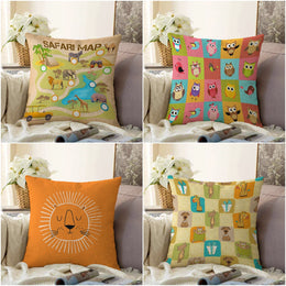 Kids Pillow Cover|Animal Print Cushion Case|Safari Pillowcase|Boho Bedding Decor|Owl Print Pillowtop|Kid Cushion Case|Sofa Throw Pillow