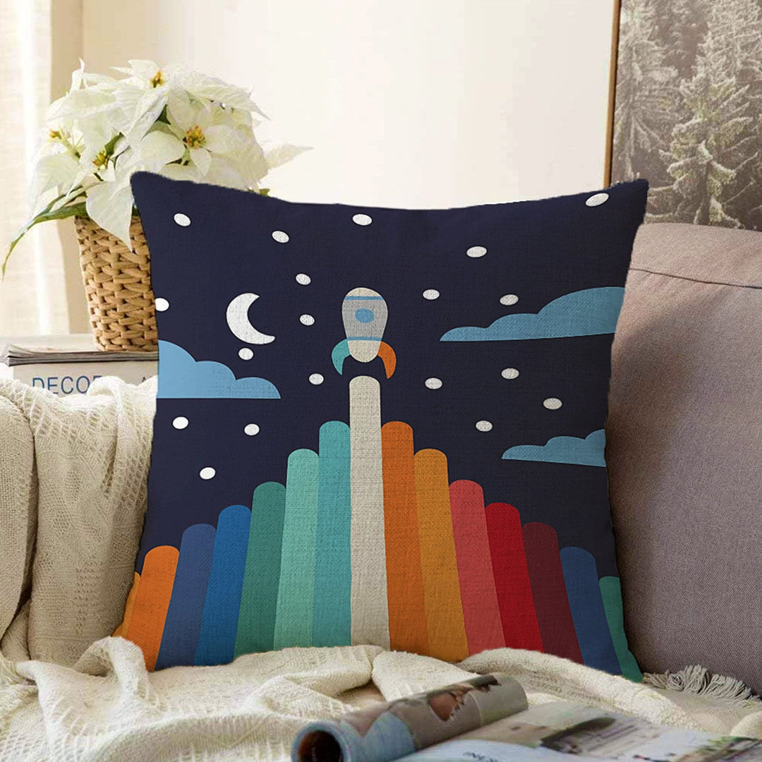 Kids Pillow Cover|Space Print Cushion Case|Kids Room Pillowcase|Boho Bedding Decor|Astronaut Pillowtop|Kid Cushion Case|Porch Throw Pillow
