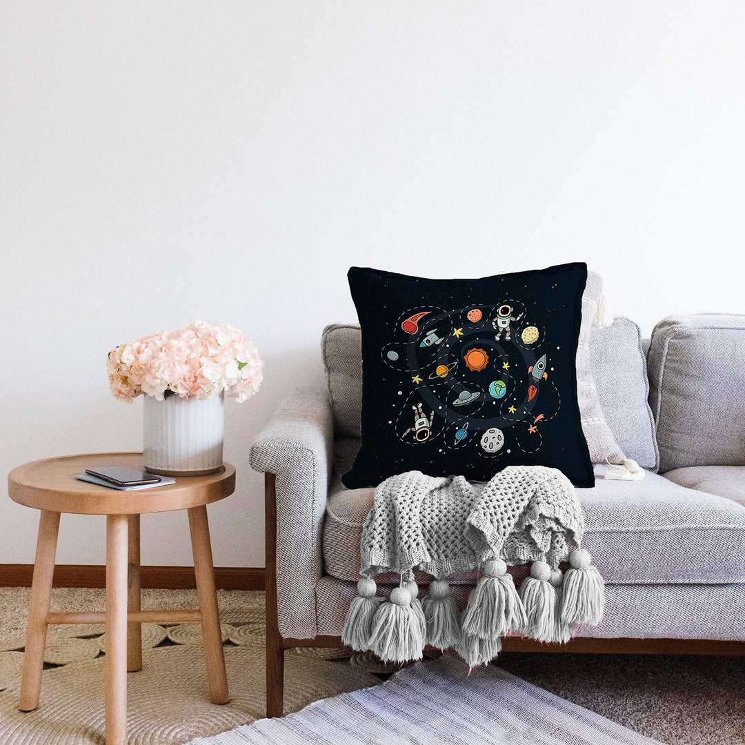 Kids Pillow Cover|Space Print Cushion Case|Kids Room Pillowcase|Boho Bedding Decor|Astronaut Pillowtop|Kid Cushion Case|Porch Throw Pillow