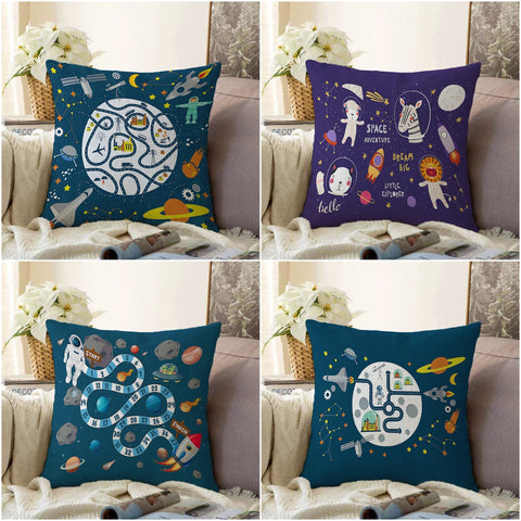 Space Pillow Cover|Kids Cushion Case|Kids Room Pillowcase|Boho Bedding Decor|Astronaut Pillowtop|Kid Cushion Case|Animal Print Throw Pillow