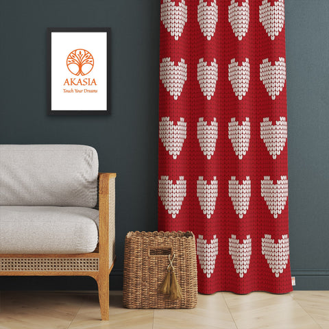Heart Print Curtain|V-Day Curtain|Love Home Decor|Decorative Living Room Curtain|Thermal Insulated Window Treatment|Valentine&