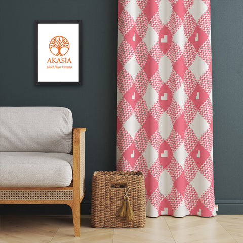 Plaid Design Curtain|Heart Print Curtain|Geometric Curtain|Love Home Decor|Checkered Living Room Curtain|Thermal Insulated Window Treatment