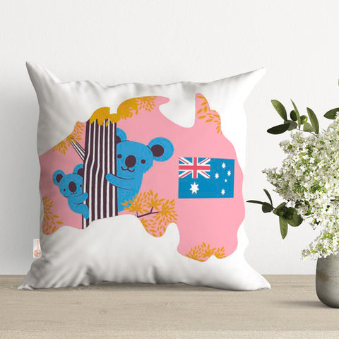 Australia Pillowcase|Kangaroo and Koala Print Pillow Top|Australia Flag Cushion Case|Air Balloon Pillow Case|Decorative Throw Pillowtop