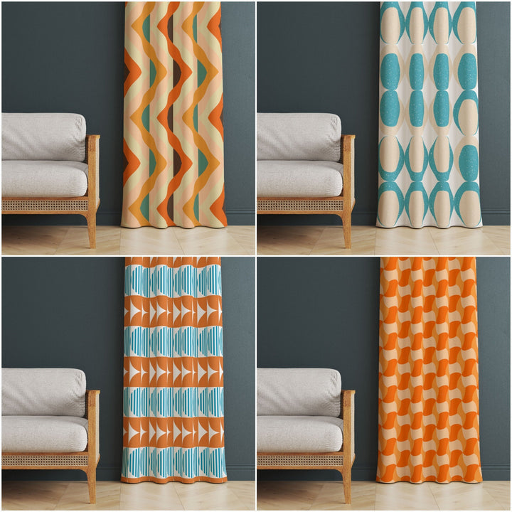 Abstract Geometric Curtain|Thermal Insulated Boho Panel Window Curtain|Decorative Living Room Curtain|Housewarming Bohemian Window Decor