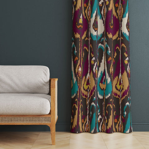 Boho Abstract Curtain|Decorative Colorful Living Room Curtain|Housewarming Bohemian Window Decor|Thermal Insulated Boho Panel Window Curtain