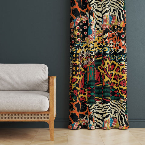 Boho Abstract Curtain|Decorative Colorful Living Room Curtain|Housewarming Bohemian Window Decor|Thermal Insulated Boho Panel Window Curtain
