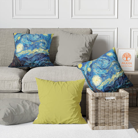 Starry Night Pillow Cover|Van Gogh Cushion Case|Landscape Pillowcase|Masterpiece Pillow Top|Sky View Pillowcase|Outdoor Throw Pillowtop