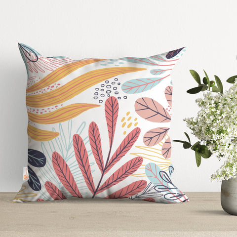 Abstract Leaf Pillow Cover|Floral Cushion Case|Plant Pillowtop|Onedraw Pillowcase|Leaves Pillowcase|Outdoor Cushion Case|Sofa Throw Pillow