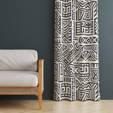 Ethnic Tribal Curtain|Thermal Insulated Nordic Panel Window Curtain|Rug Design Living Room Curtain|Abstract Geometric Authentic Window Decor
