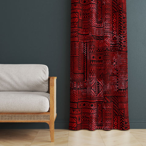 Tribal Print Curtain|Thermal Insulated Ethnic Panel Window Curtain|Rug Design Living Room Curtain|Abstract Geometric Authentic Window Decor