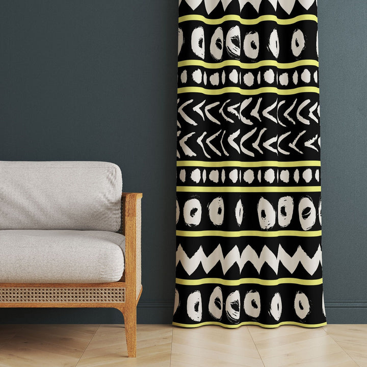 Tribal Boho Curtain|Thermal Insulated Ethnic Panel Window Curtain|Rug Design Living Room Curtain|Abstract Geometric Authentic Window Decor