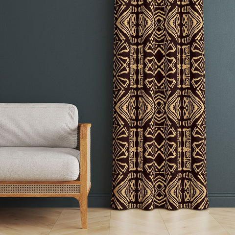 Ethnic Print Curtain|Thermal Insulated Tribal Panel Window Curtain|Rug Design Living Room Curtain|Abstract Geometric Authentic Window Decor