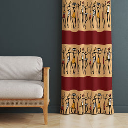 African Boho Curtain|Thermal Insulated Tribal Panel Window Curtain|Animal Print Living Room Curtain|Abstract Design Authentic Window Decor
